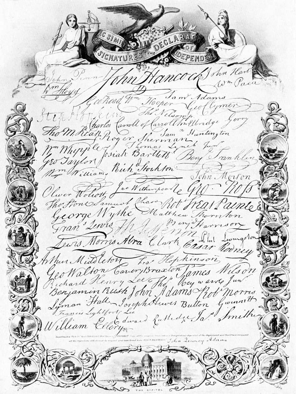 Signaturene til den amerikanske uavhengighetserklæringen, c1776, c1920 av Unbekannt