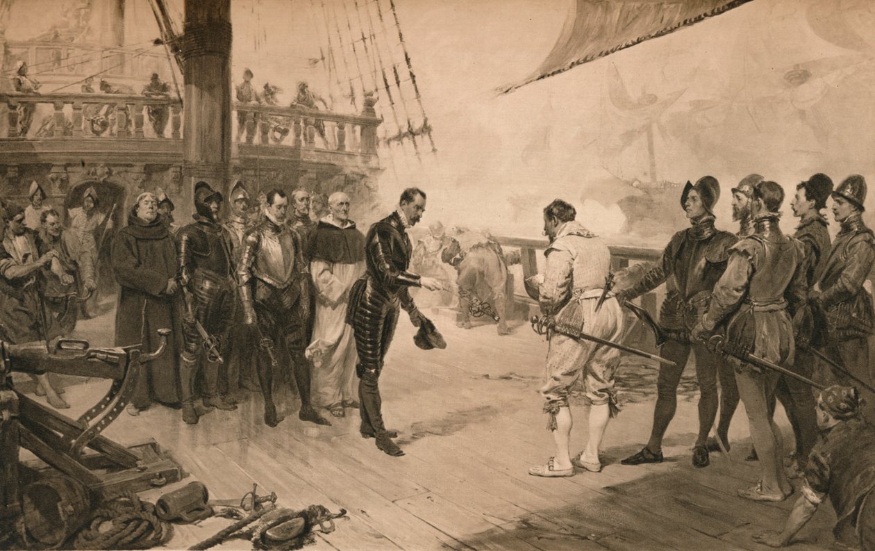 Overgivelsen av Don Anton til Sir Francis Drake, 1. mars 1579 1905 av Unbekannt