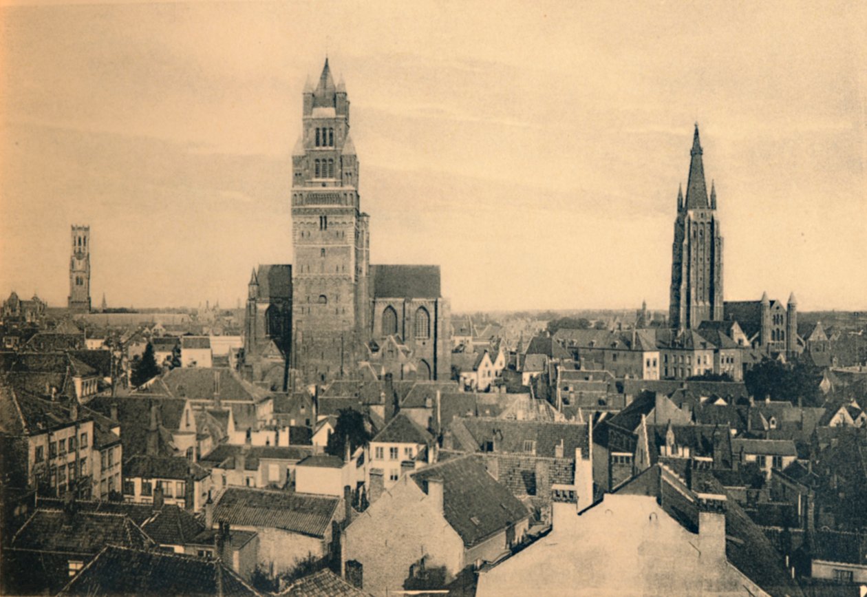 De tre tårnene klokketårnet, katedralen og vår frue kirke, c1910 av Unbekannt