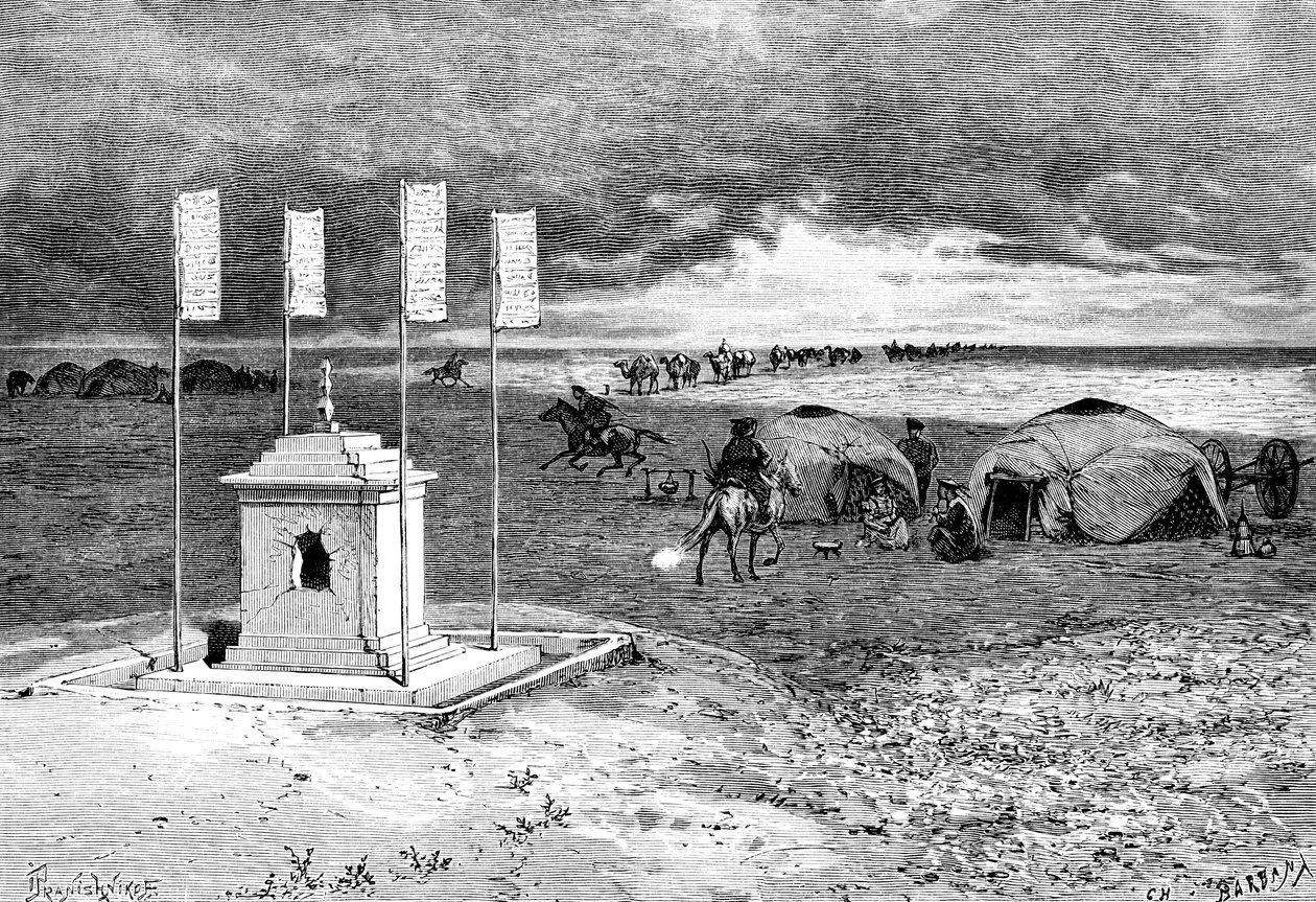 Graven til en lama og en leir, mongolsk ørken, c1890 av Unbekannt
