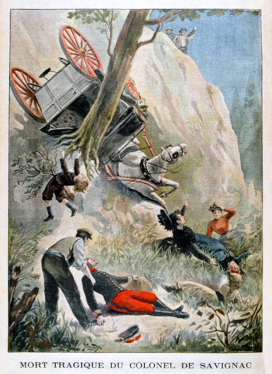 Den tragiske døden til oberst de Savignac, 1901 av Unbekannt