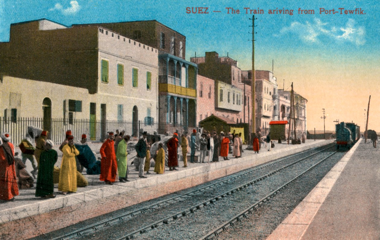 Toget ankommer fra Port Tewfik, Suez, Egypt, 1900-tallet av Unbekannt