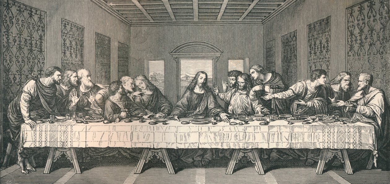 Veggmaleriet av "The Last Supper", i Milano, 1883 av Unbekannt
