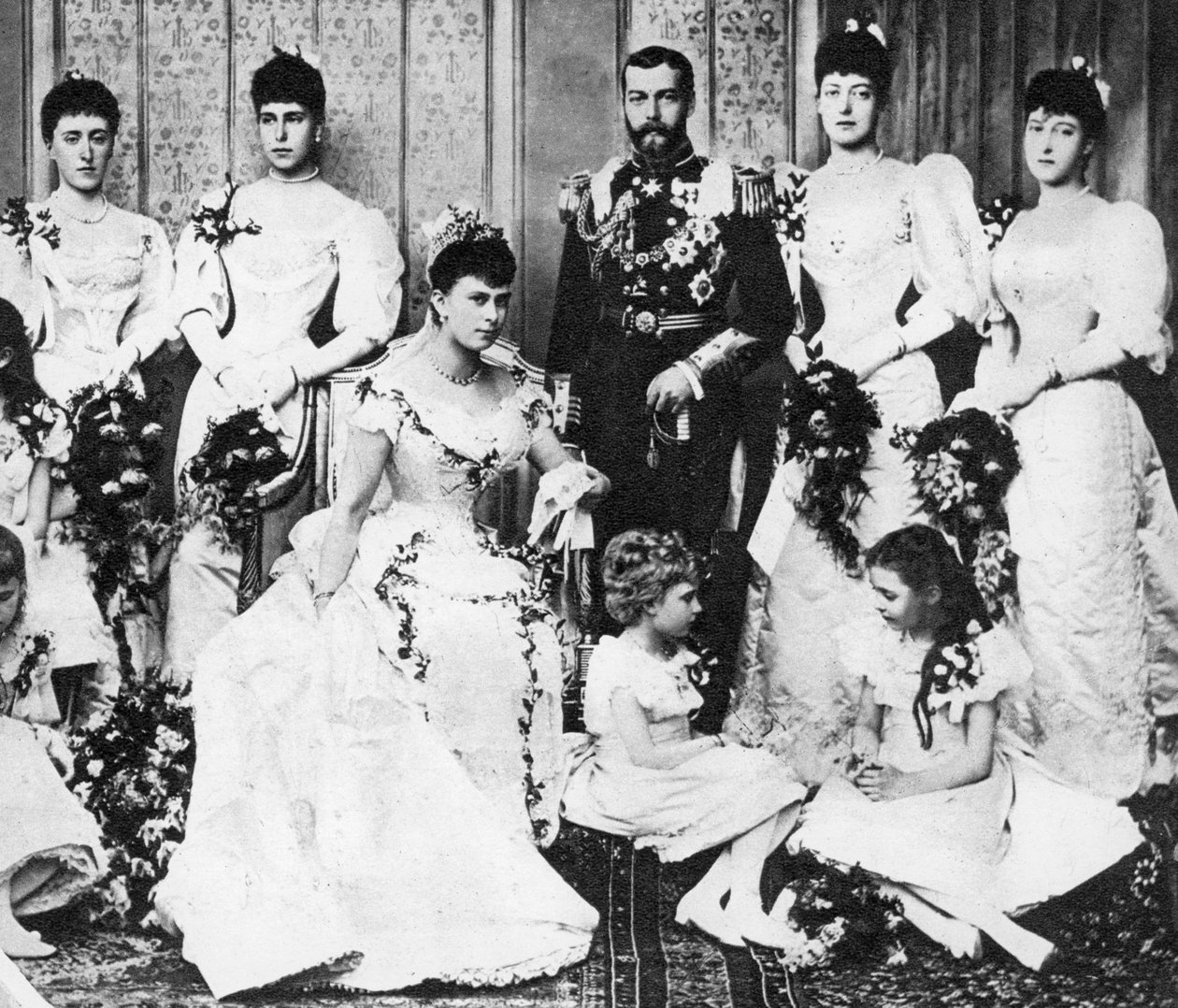 Bryllupsgruppen til kong George og dronning Mary, 6. juli 1893 av Unbekannt