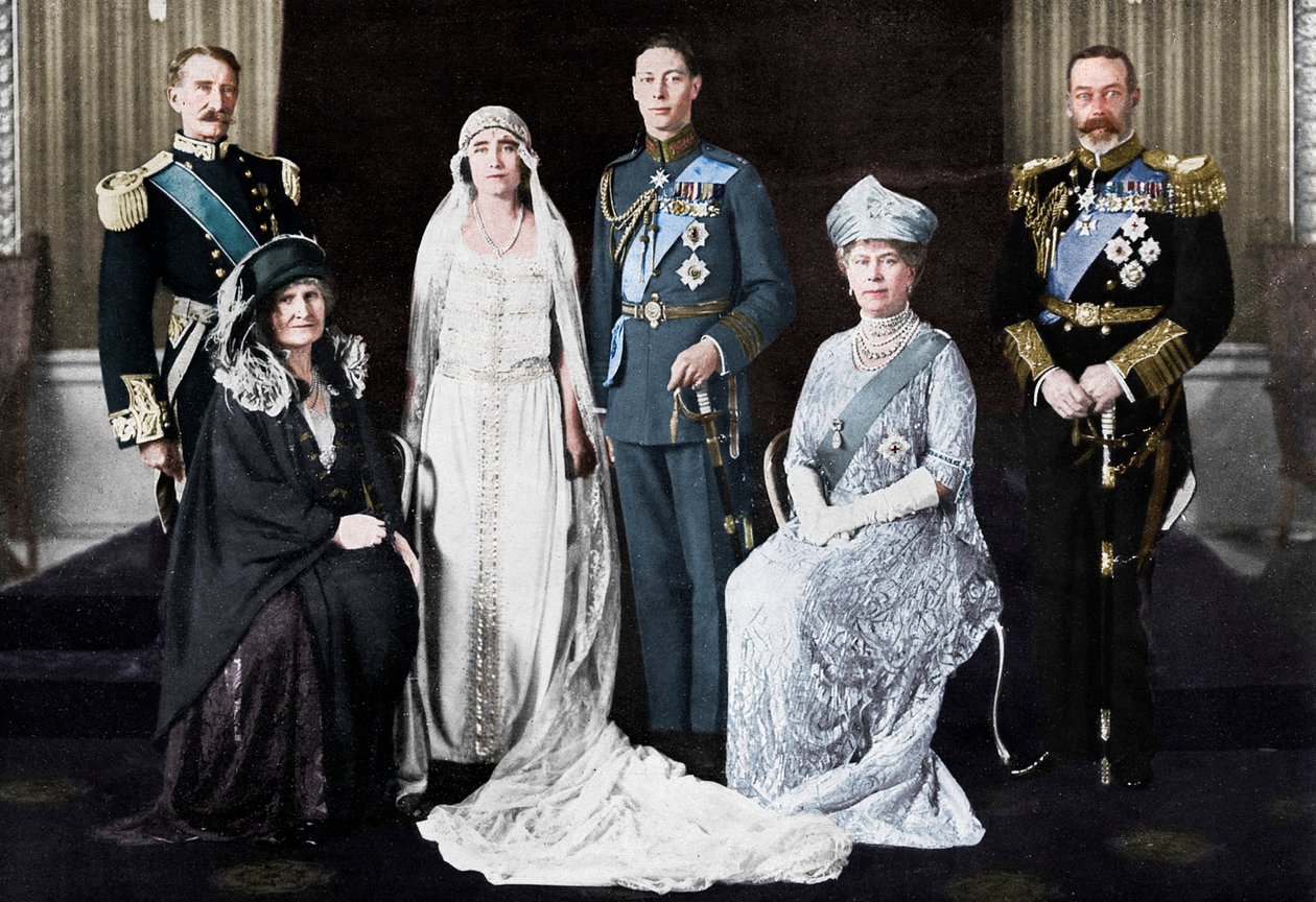 Bryllupet til hertugen av York og Lady Elizabeth Bowes-Lyon, 1923. av Unbekannt