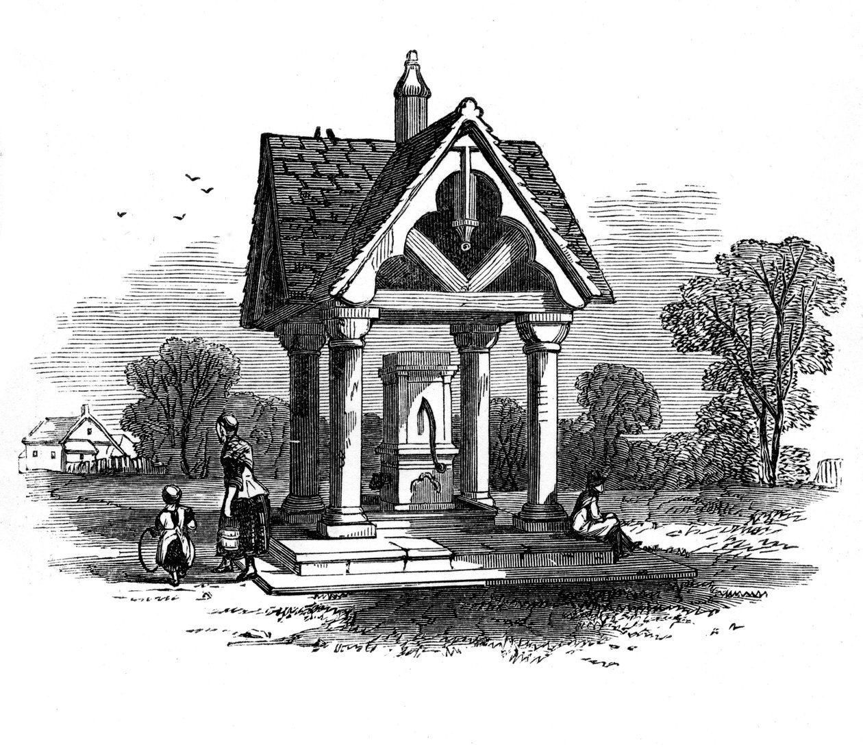 Brønnen på Ockley Green, Surrey, 1800-tallet av Unbekannt