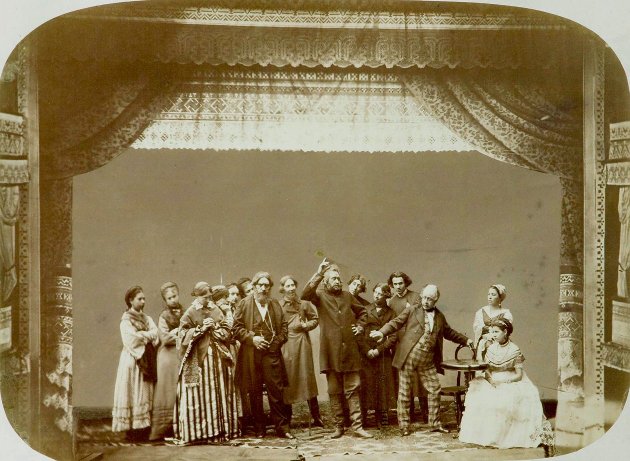 Teatergruppen ved Folketeatret, Russland, 1892 av Unbekannt