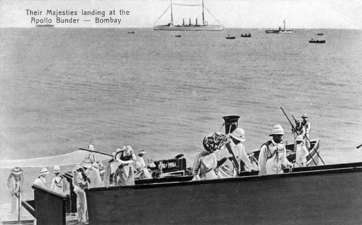 Deres Majesteter lander ved Apollo Bunder, Bombay, India, tidlig på 1900-tallet av Unbekannt