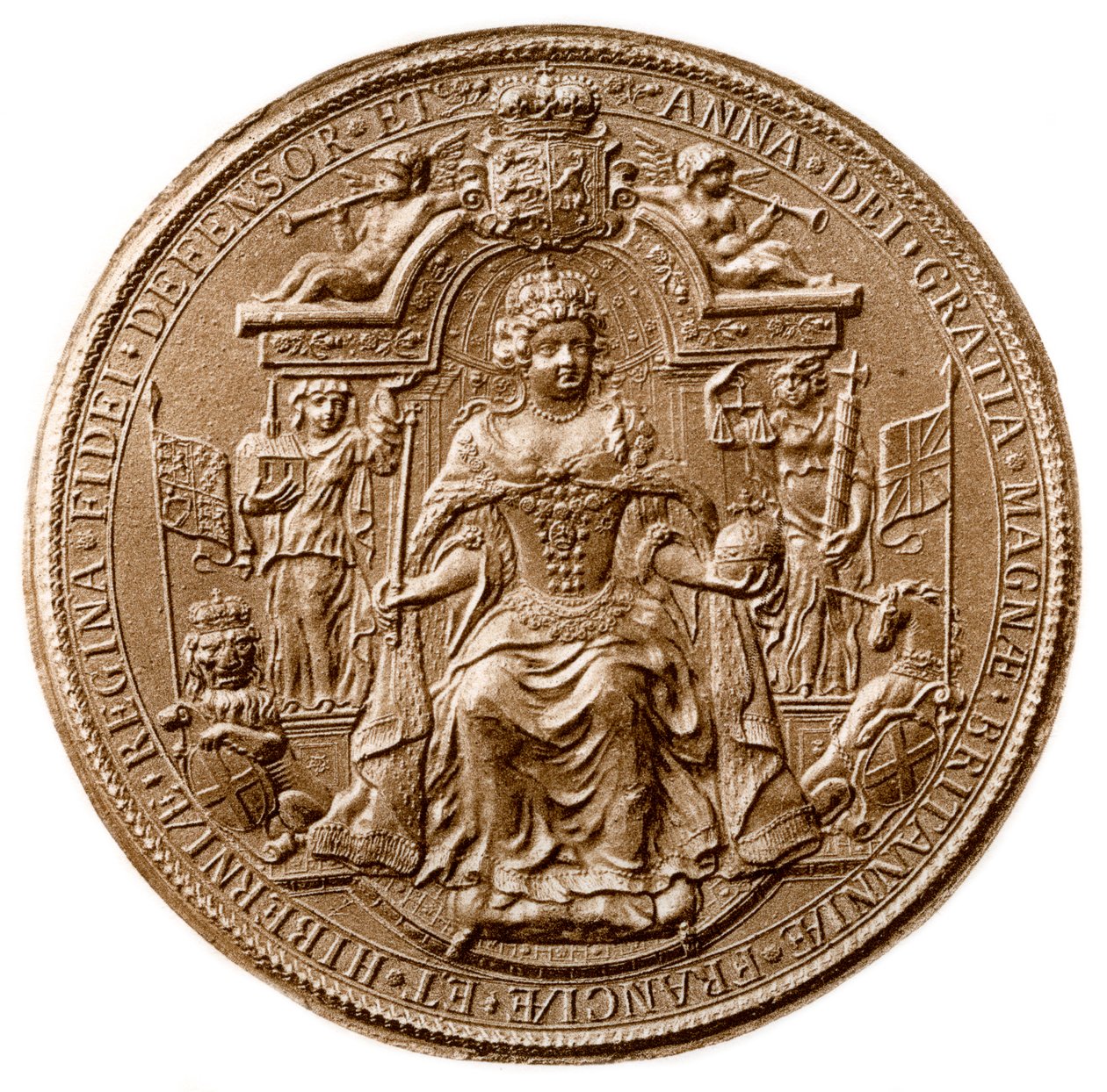 Dronning Annes tredje store segl, forside, 1702-1714 1906 av Unbekannt