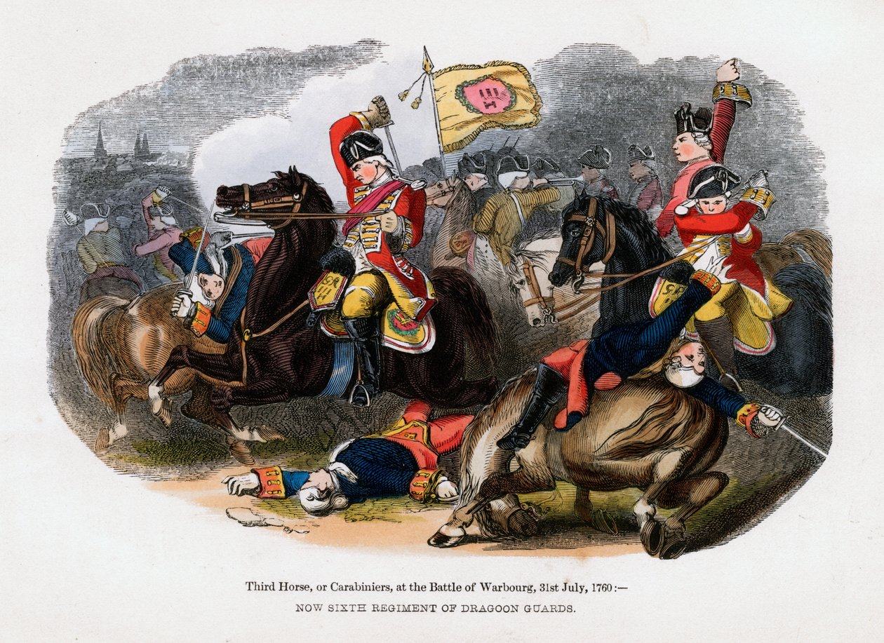 Third Horse, eller Carabiniers, i slaget ved Warburg, 31. juli 1760 av Unbekannt