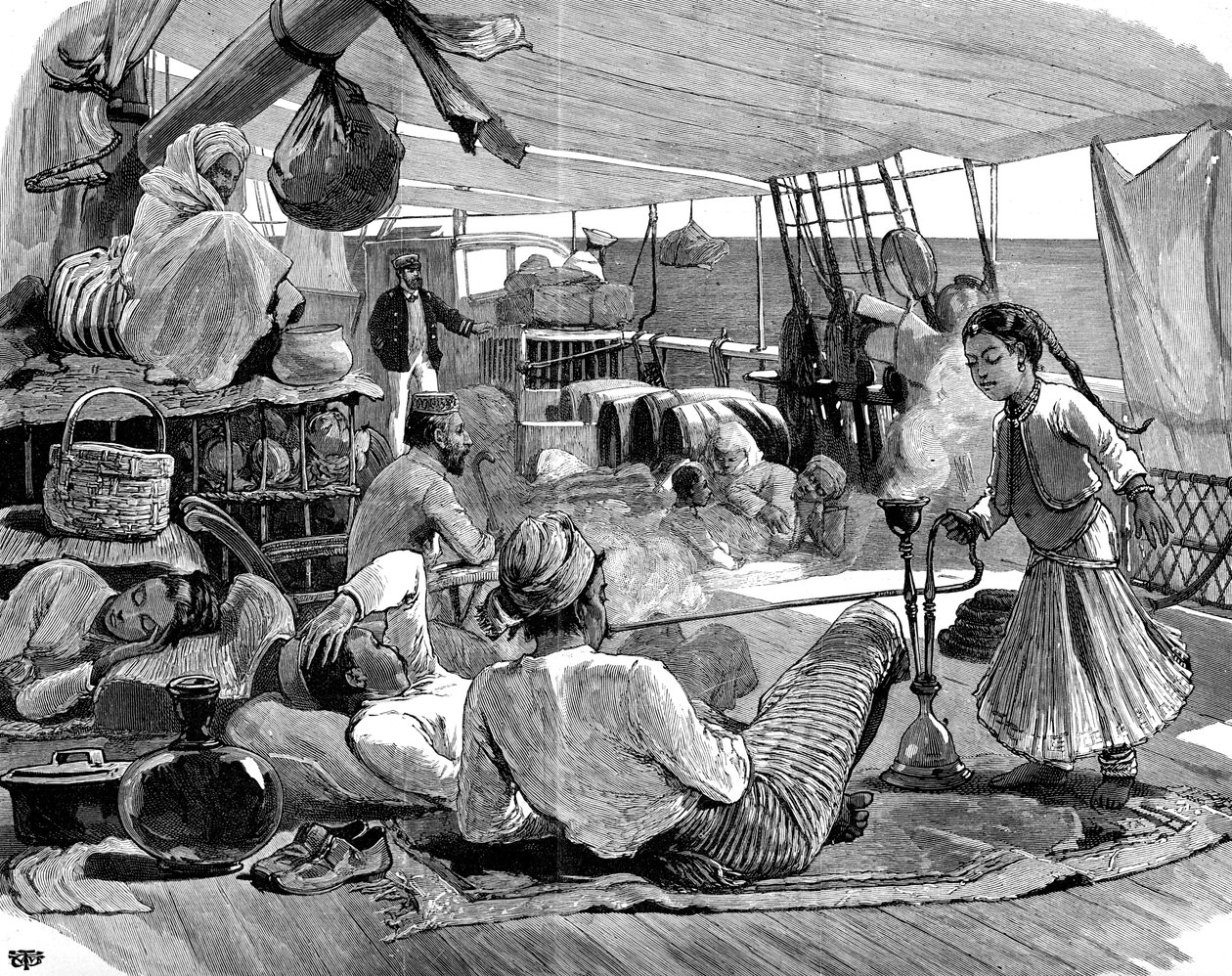 Tredje klasse om bord på Kilwa, Brindisi til Burma, 1886 av Unbekannt