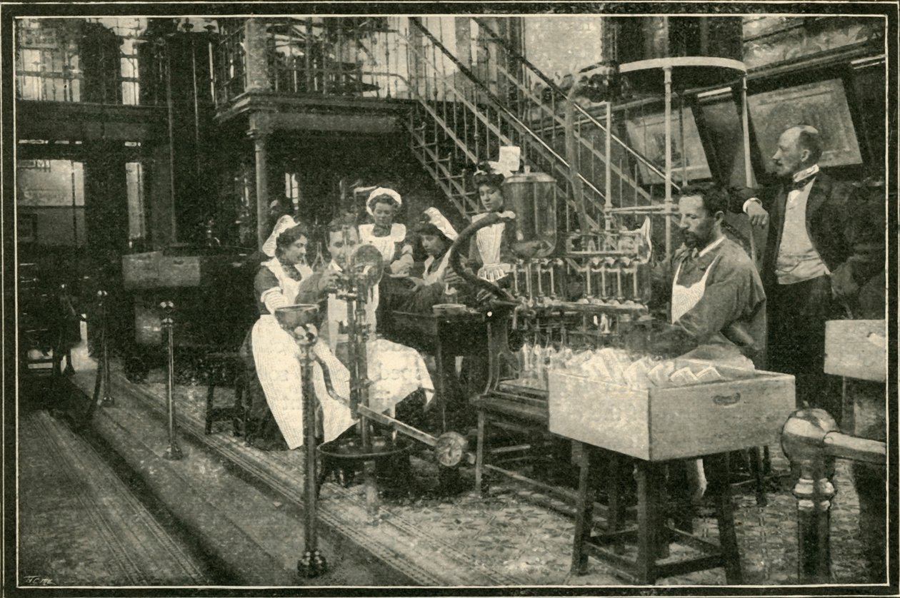 Dette er interiøret i et av Tsars Distilleries., 1901. av Unbekannt