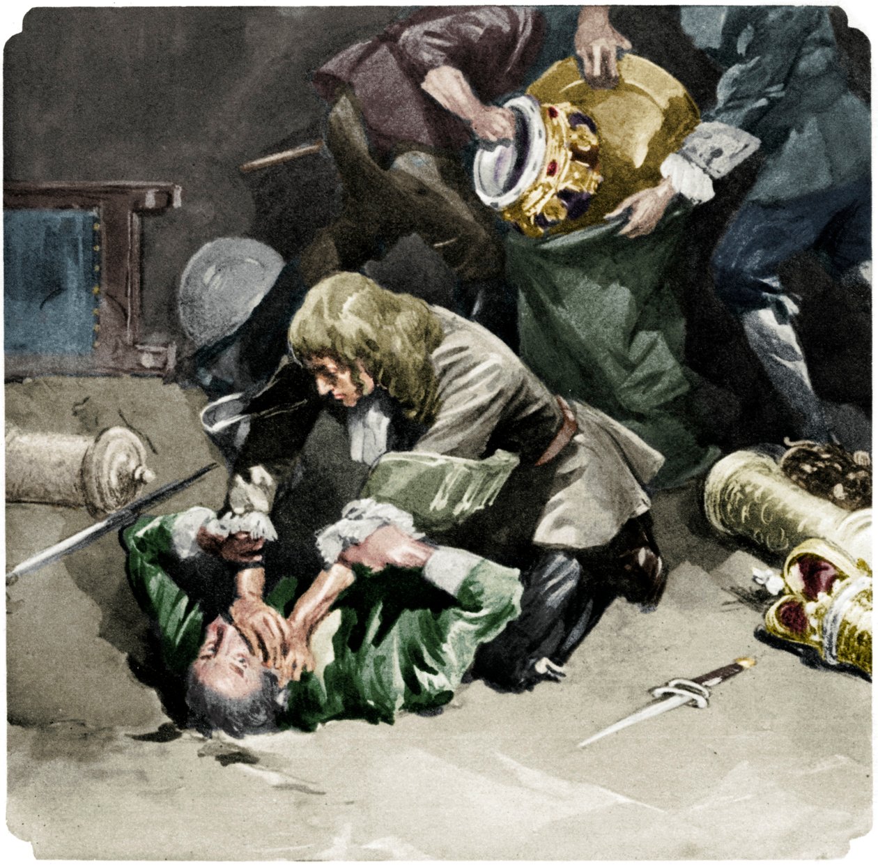 Thomas Blood forsøkte å stjele kronjuvelene fra Tower of London i 1671, 1937 av Unbekannt
