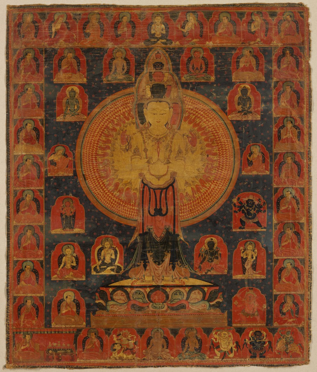 Thousand-Armed Chenresi, en kosmisk form av Bodhisattva Avalokiteshvara, 1300-tallet. av Unbekannt