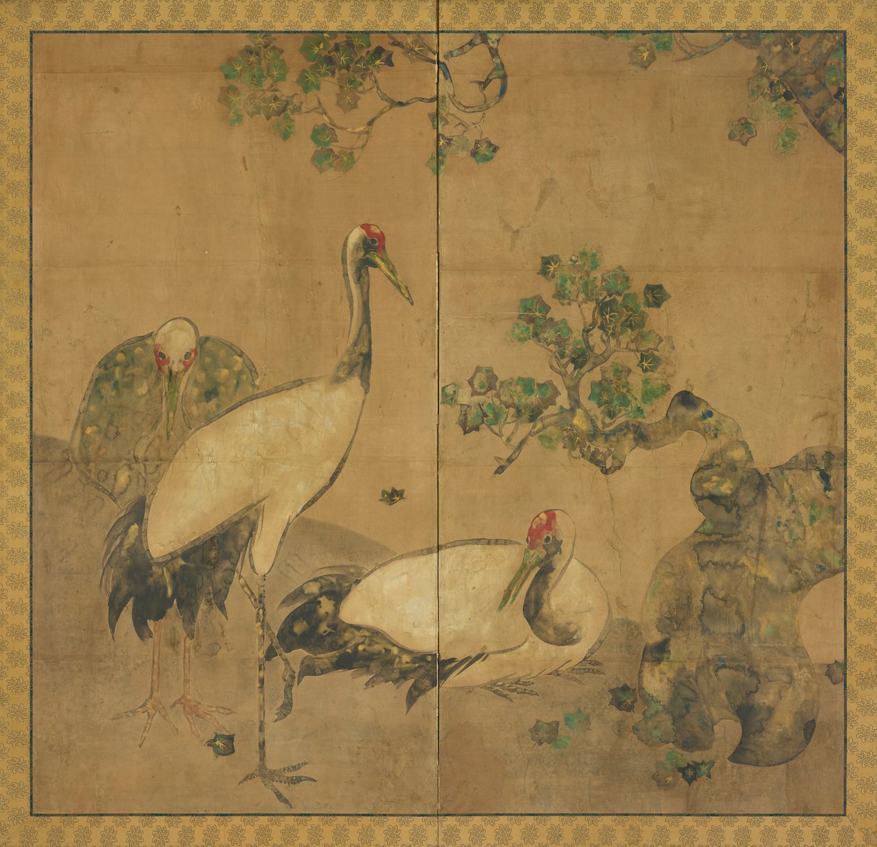 Tre traner under et tre, Edo-perioden, 1615-1868. av Unbekannt