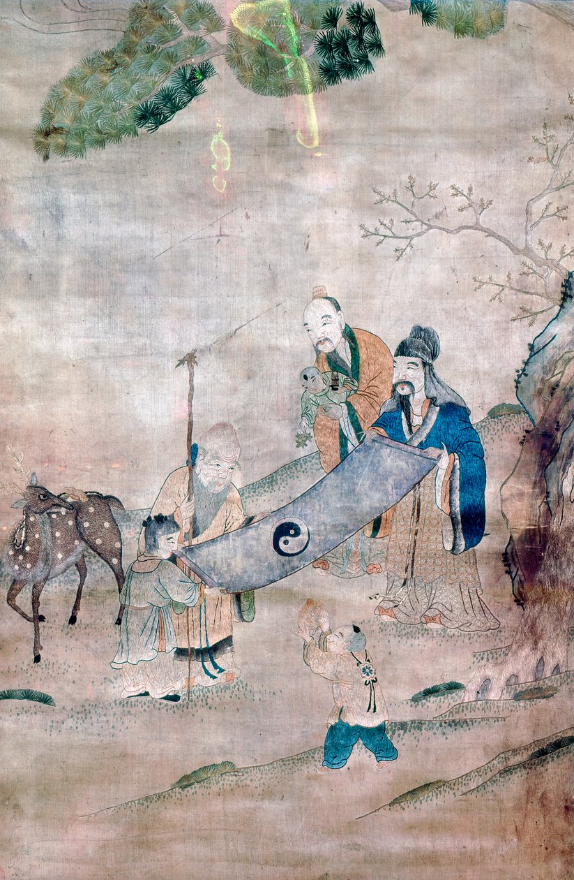 Tre vismenn fra Tai Chi, kinesisk, 1600- eller 1700-tallet av Unbekannt