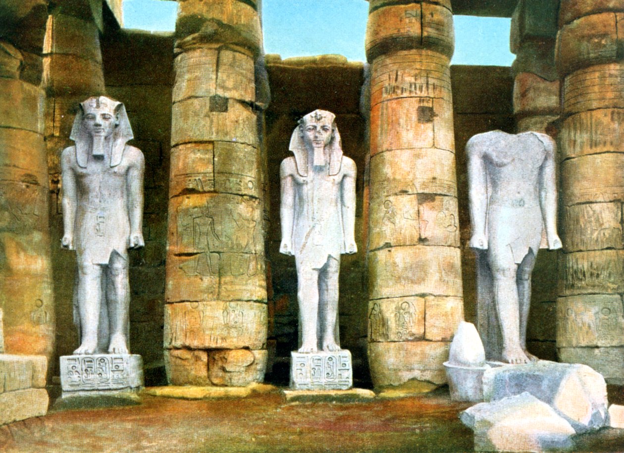 Tre statuer av Rameses II, Luxor, Egypt, 1900-tallet av Unbekannt