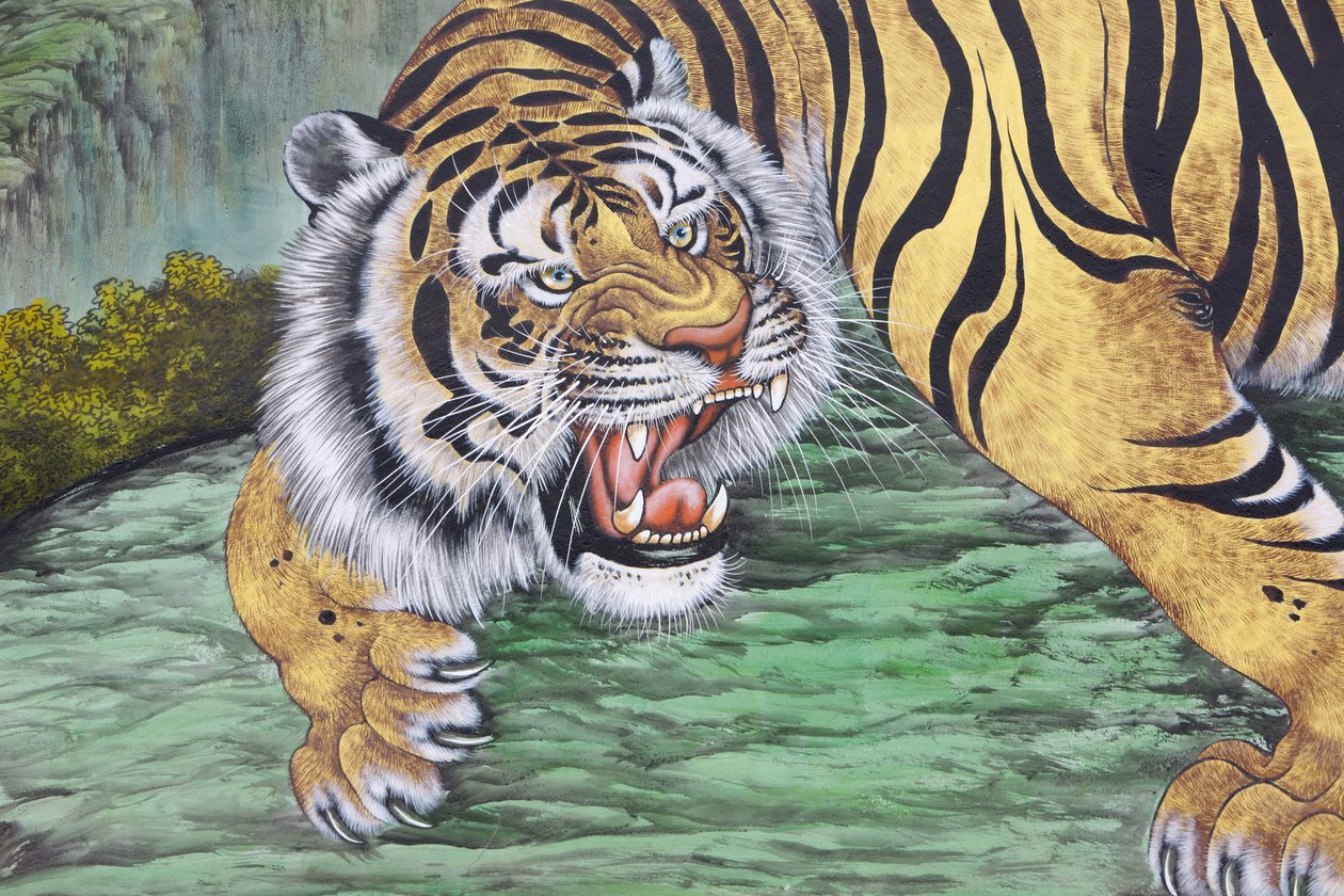 Tigermaleri ved Bongeunsa-tempelet, Seoul, Coree du Sud av Unbekannt
