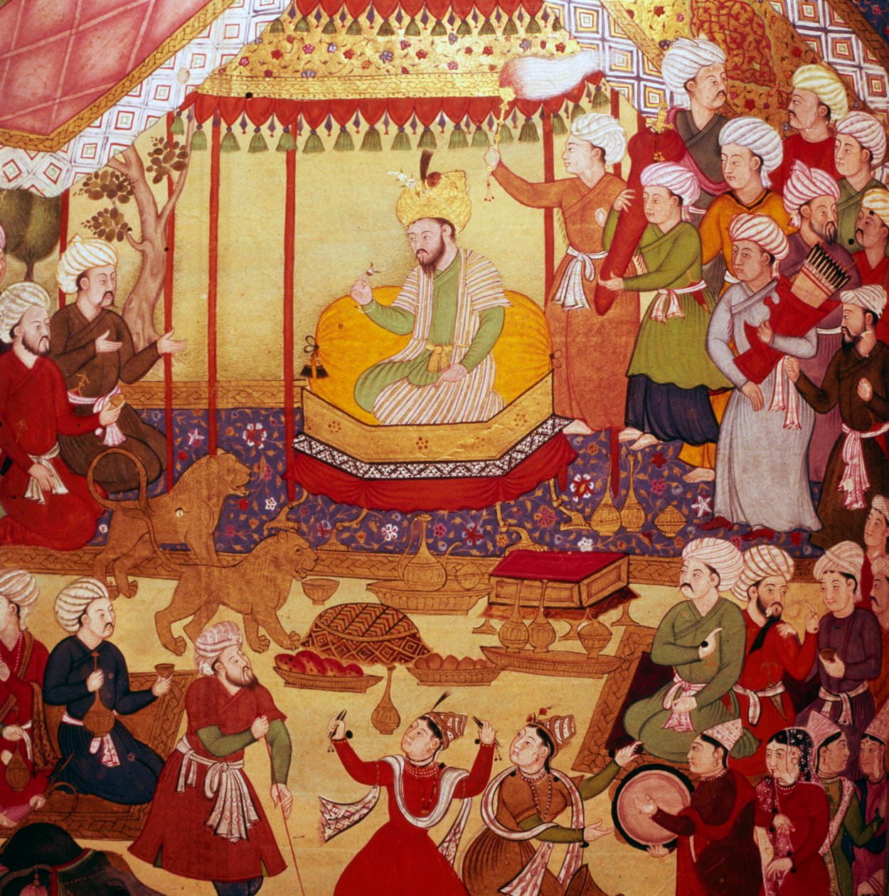 Timur tronet under feiringen, Mughal-manuskript, 1600-1601 av Unbekannt