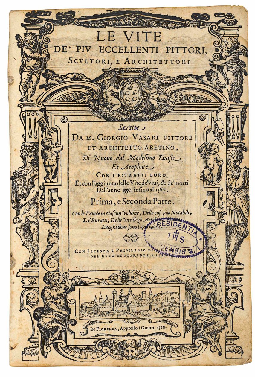 Tittelside fra: Giorgio Vasari, The Lives of the Most Excellent Italian Painters, Sculptors, 1568. av Unbekannt