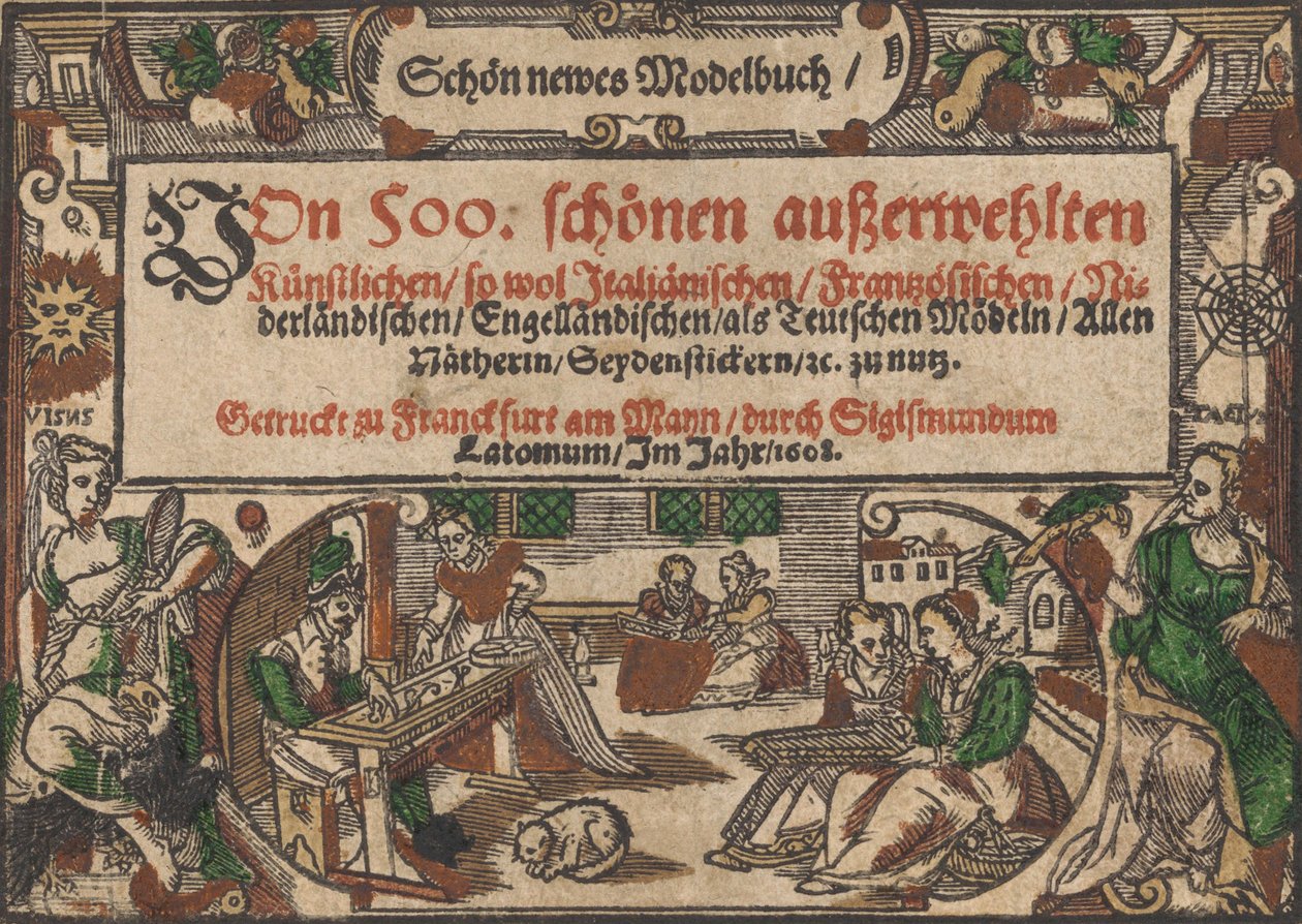 Tittelside fra Schön newes Modellbuch Side 1r, 1608. av Unbekannt