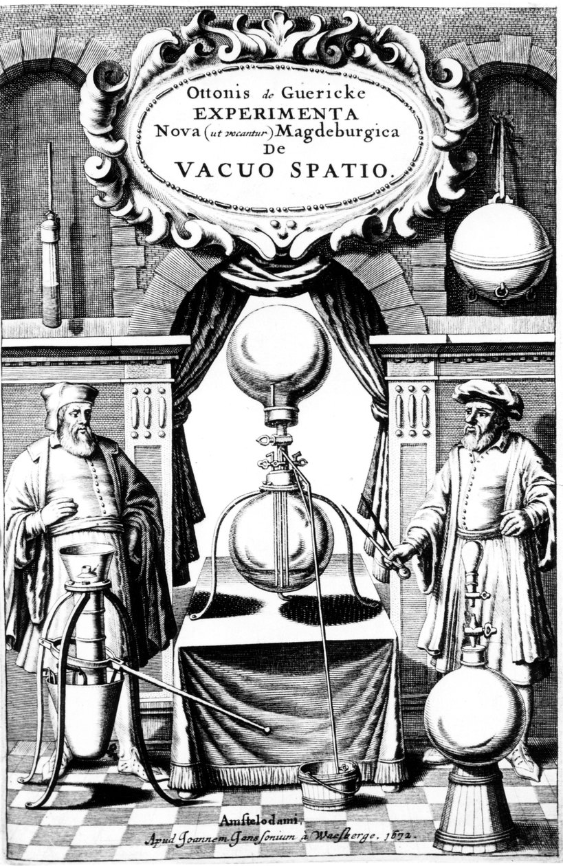 Tittelside til New Experiments, som de kaller Magdeburgica: The Vacuum Space, Amsterdam, 1672 av Unbekannt