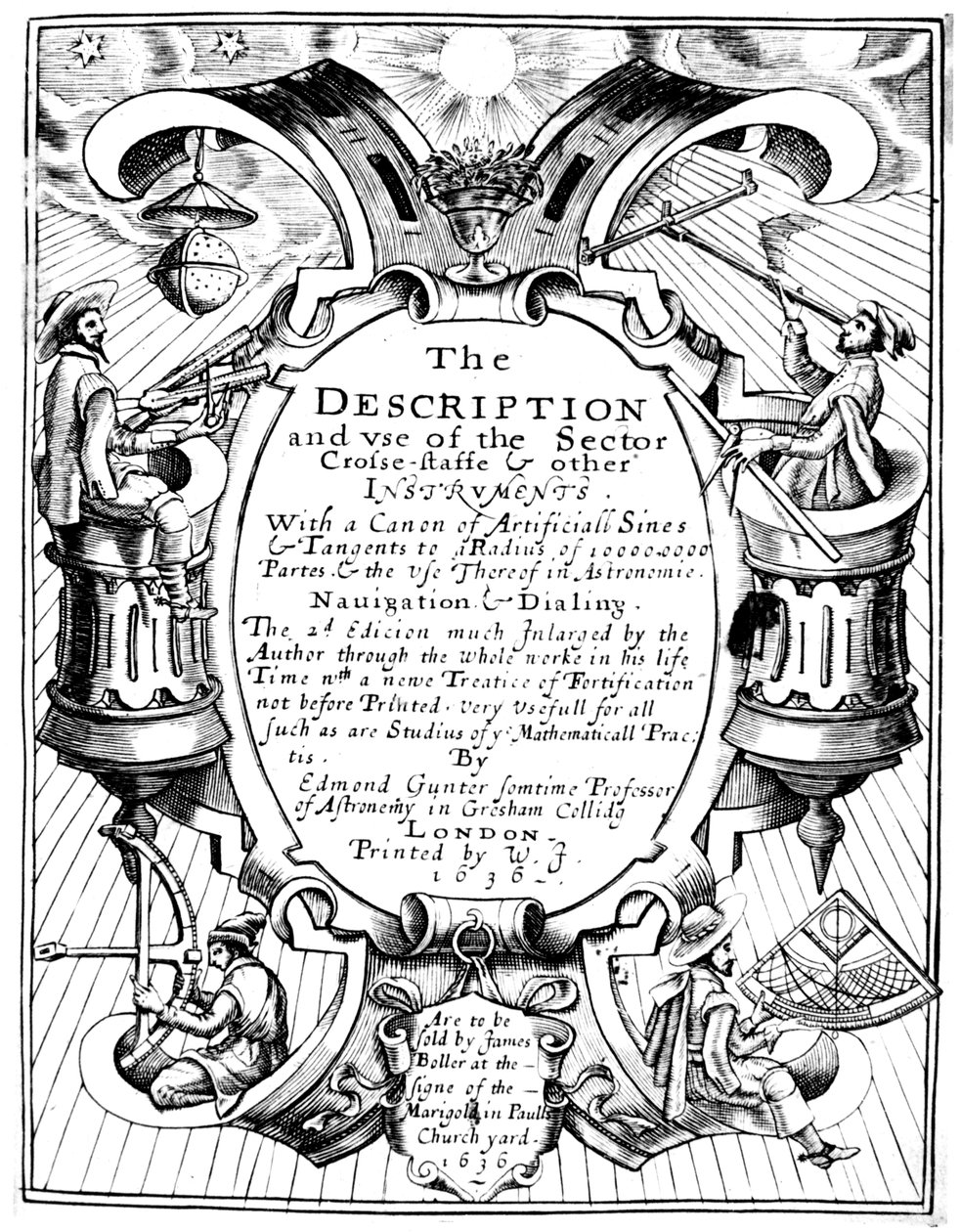 Tittelside til The Description and Use of the Sector av Edmund Gunter, 1636 av Unbekannt