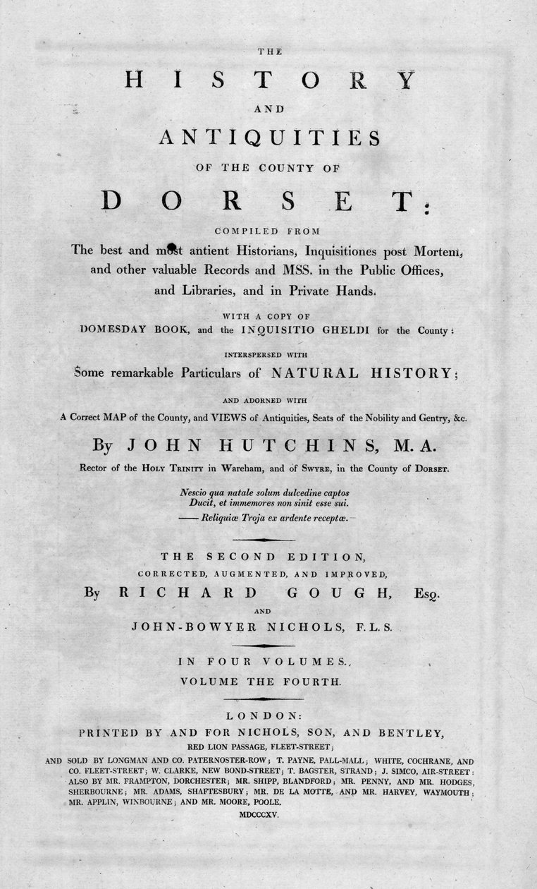 Tittelside til The History and Antiquities of the County of Dorset, 1815. av Unbekannt
