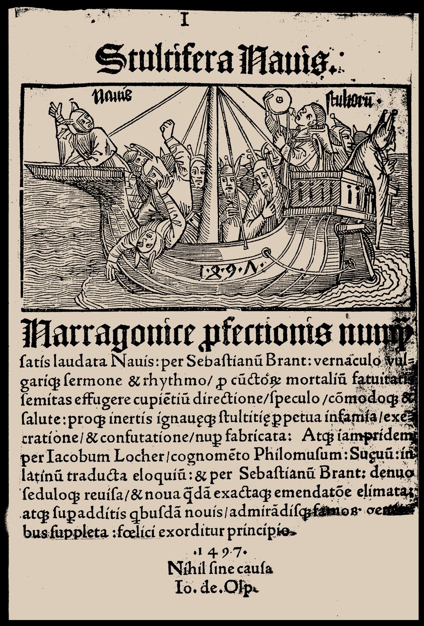 Tittelside til boken Ship of Fools av Sebastian Brant, 1497. av Unbekannt