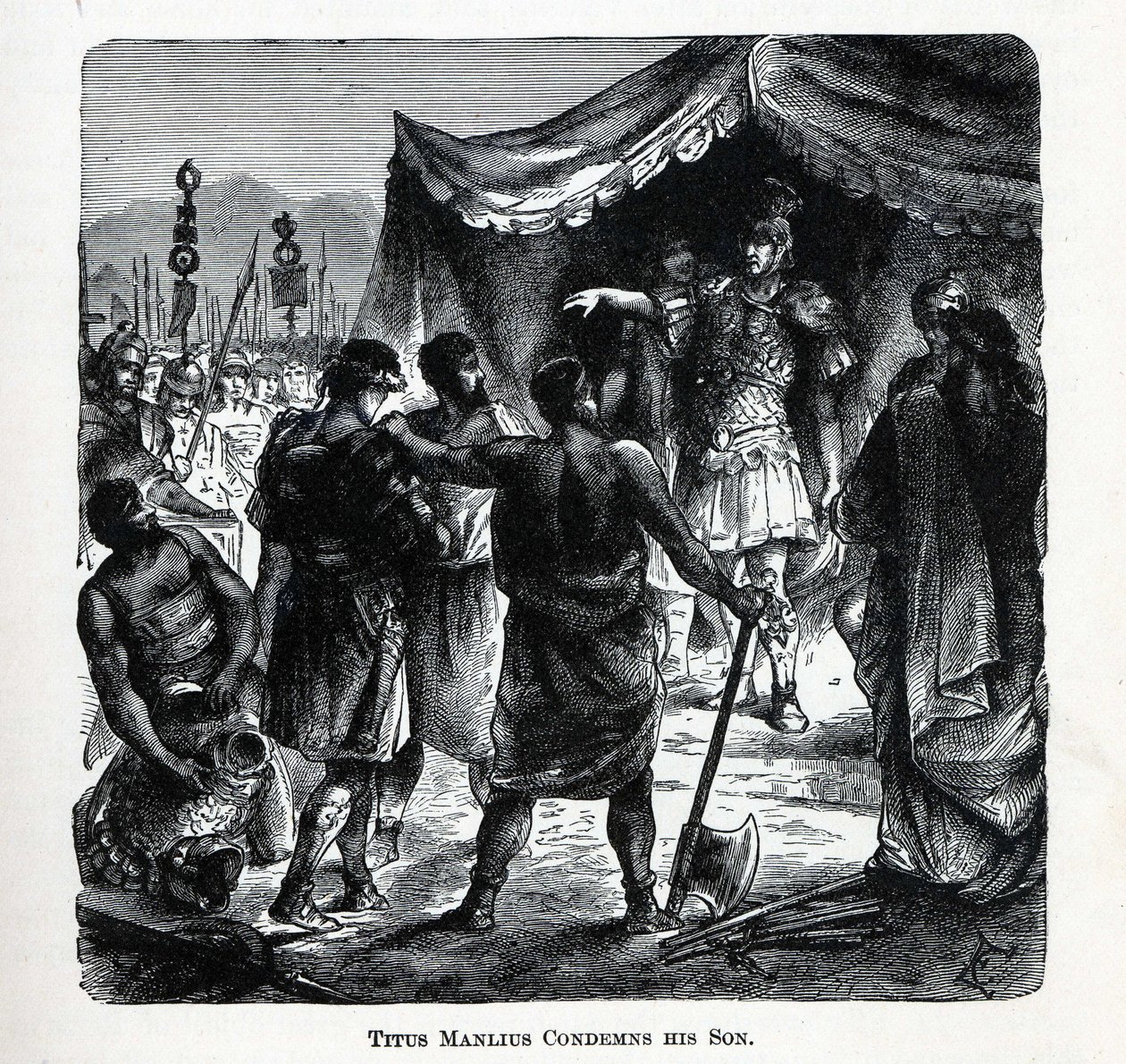 Titus Manlius fordømmer sin sønn, 1882 av Unbekannt