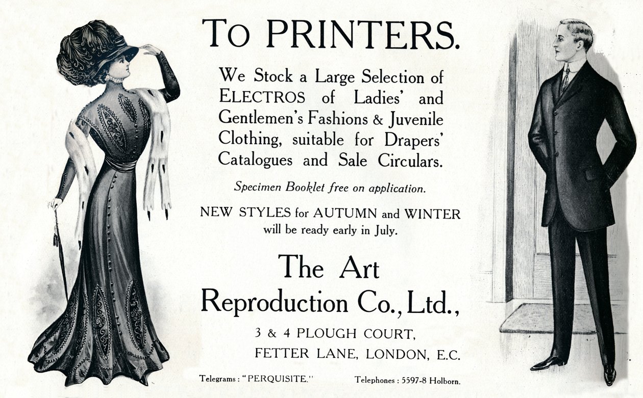 Til skrivere - The Art Reproduction Co., Ltd-annonse, 1909. av Unbekannt