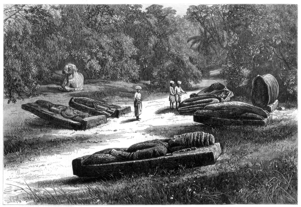 Tombs of the Gond Rajahs, Chanda, sentrale India, 1875 av Unbekannt