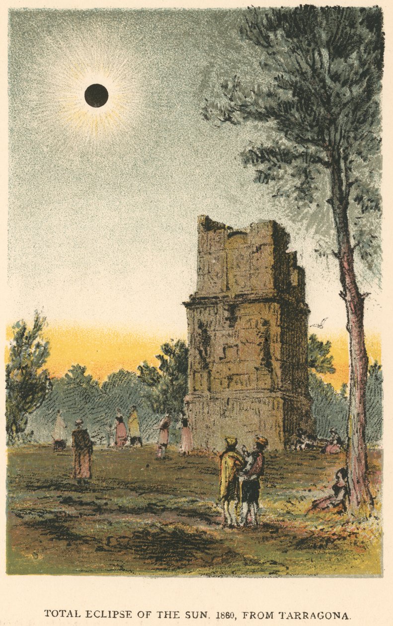 Total solformørkelse fra 1860 observert fra Tarragona, Spania, 1884 av Unbekannt