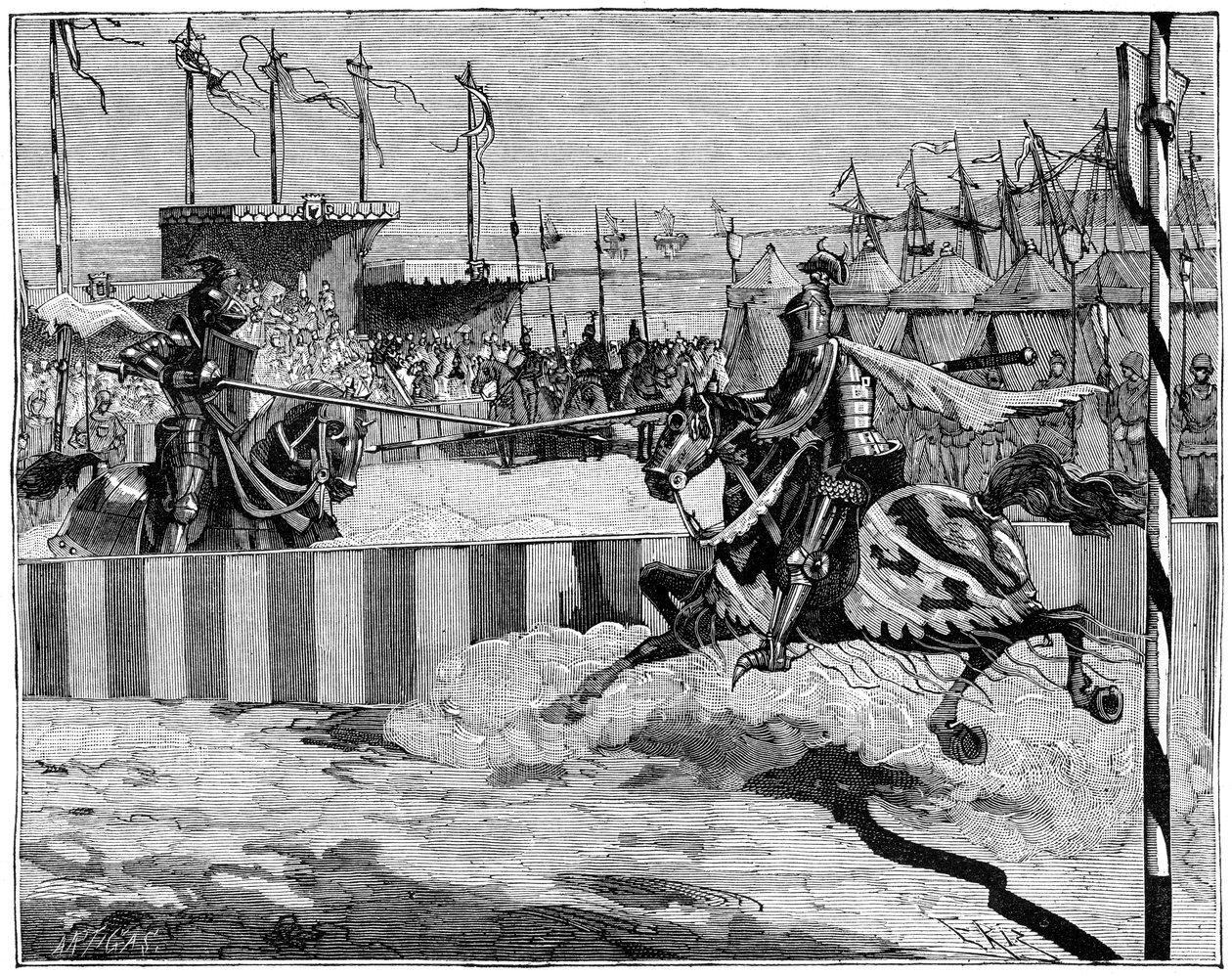 Turnering for kroningen av Louis II dAnjou, nær Calais, c1389 1882-1884 av Unbekannt