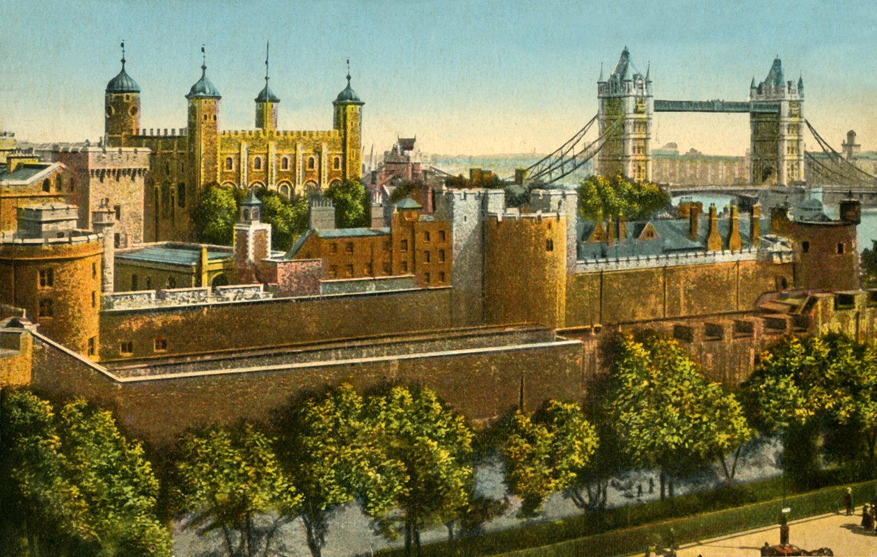Tower Bridge og Tower of London, c1910. av Unbekannt