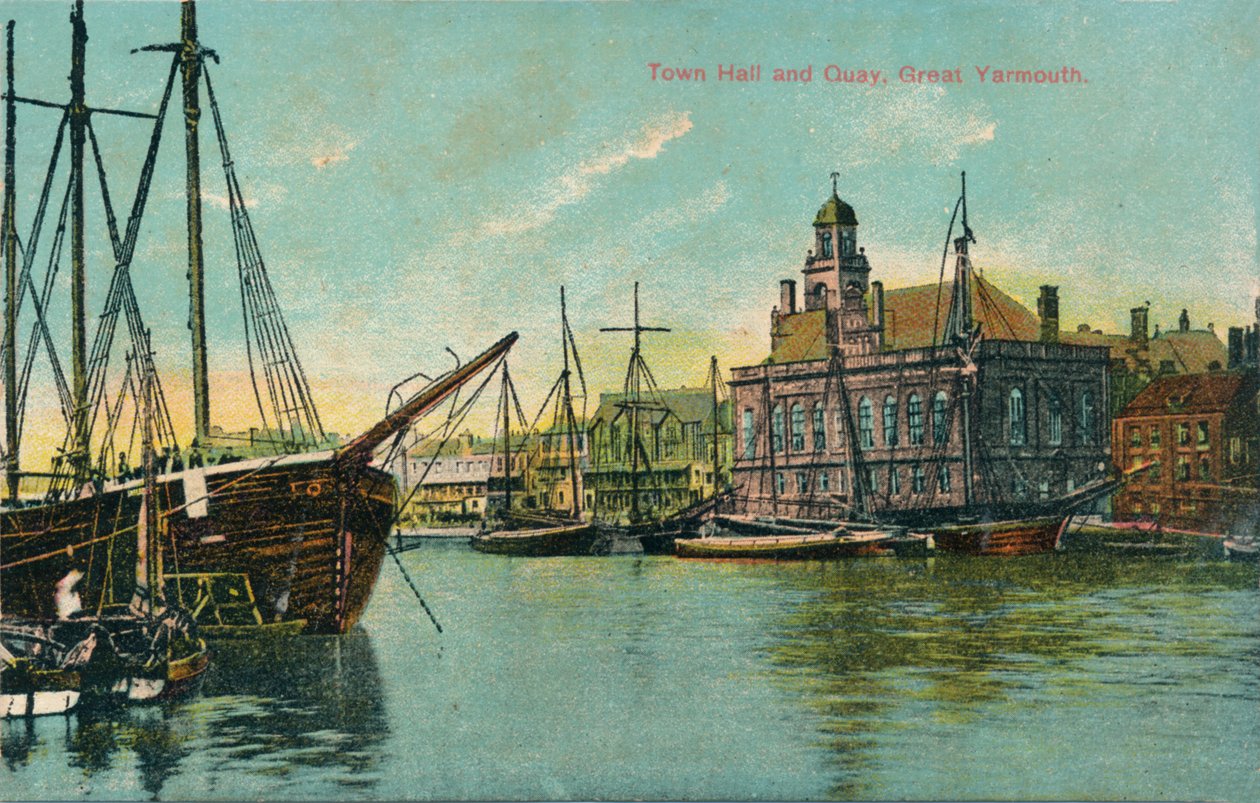 Rådhus og kai, Great Yarmouth, Norfolk, c1905 av Unbekannt