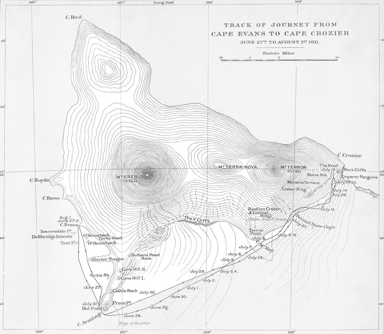 Reisespor fra Cape Evans til Cape Crozier - 27. juni til 1. august 1911, 1913 av Unbekannt
