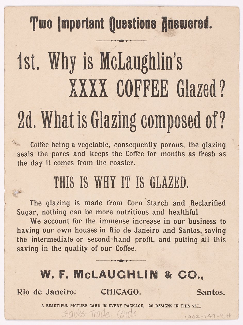 Trade Card, annonse for McLaughlins kaffe fra Children