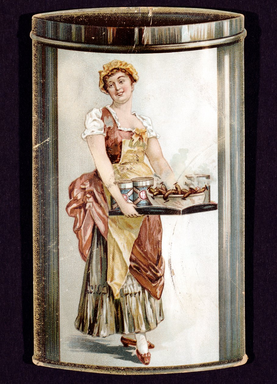 Handelskort for hermetiske Frankfurters produsert av Heinrich Bauer fra Frankfurt am Main, Tyskland, c1895 av Unbekannt