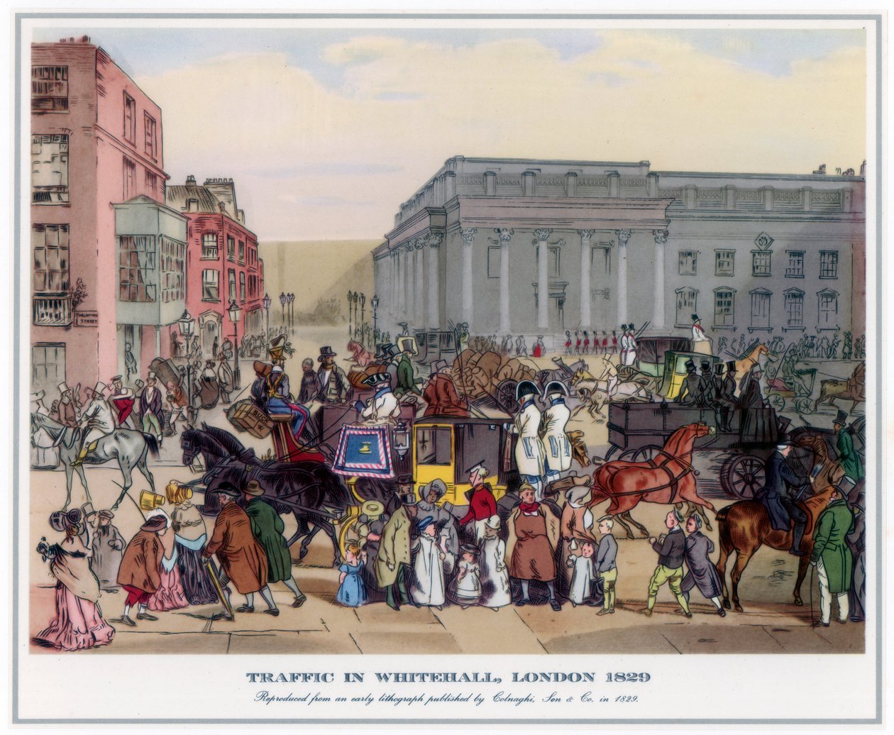 Trafikk i Whitehall, London, 1829 av Unbekannt