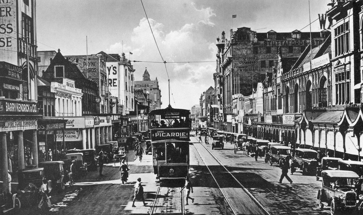 Trikk på West Street, Durban, Sør-Afrika av Unbekannt