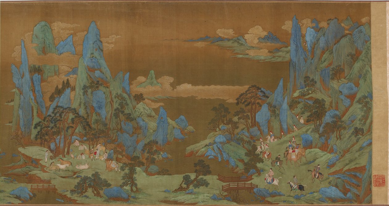 Reisende i Springtime Mountains, 1500-1600-tallet. av Unbekannt