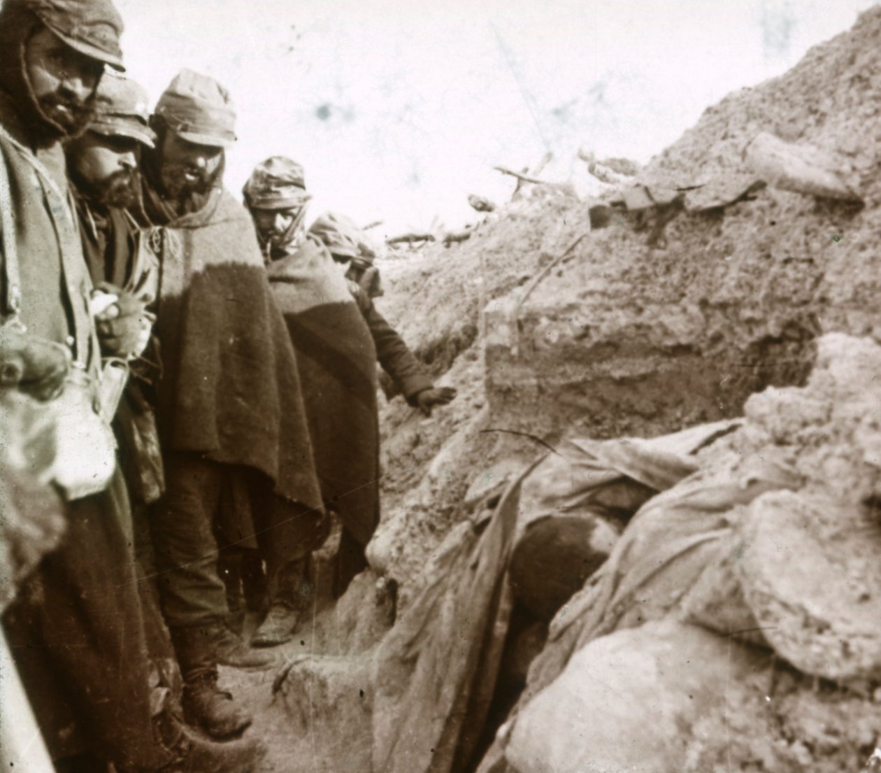 skyttergraver i frontlinjen, Tahure, Nord-Frankrike, c1914-c1918 av Unbekannt