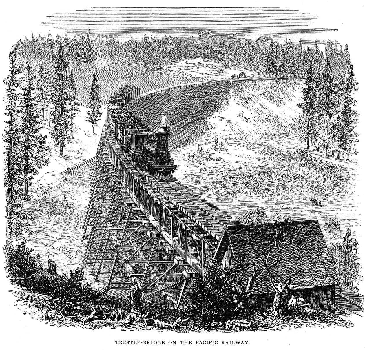 Trestle Bridge på Union Pacific Railroad, USA, 1876 av Unbekannt