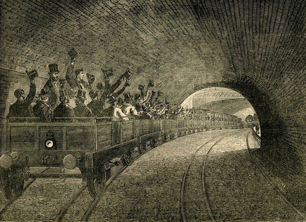 Prøvetur på den underjordiske jernbanen, 1863, c1876. av Unbekannt