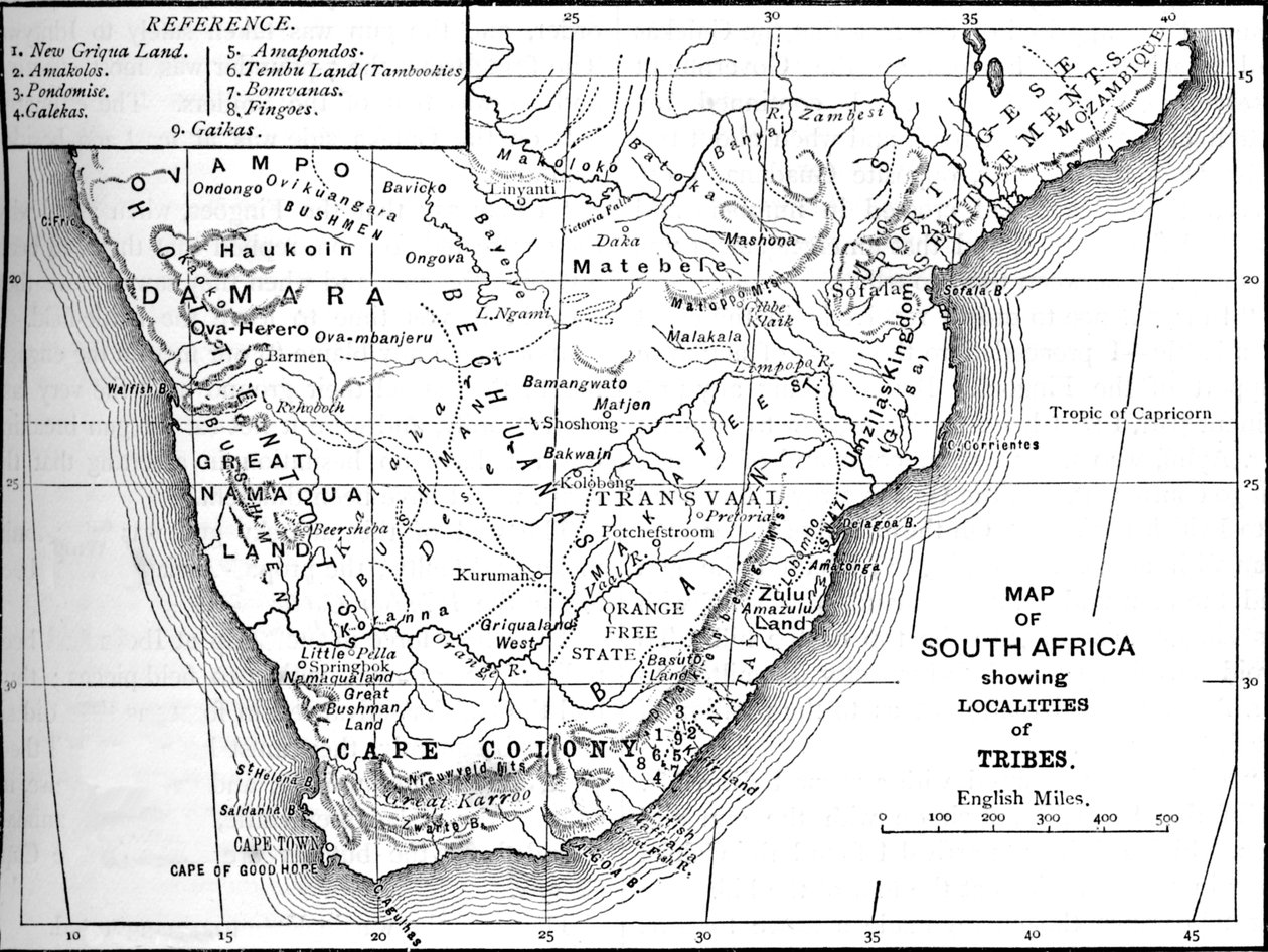 Stammekart over Sør-Afrika, c1880 av Unbekannt