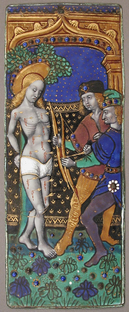 Triptych Panel med Saint Sebastian, fransk, 1400-1500-tallet. av Unbekannt