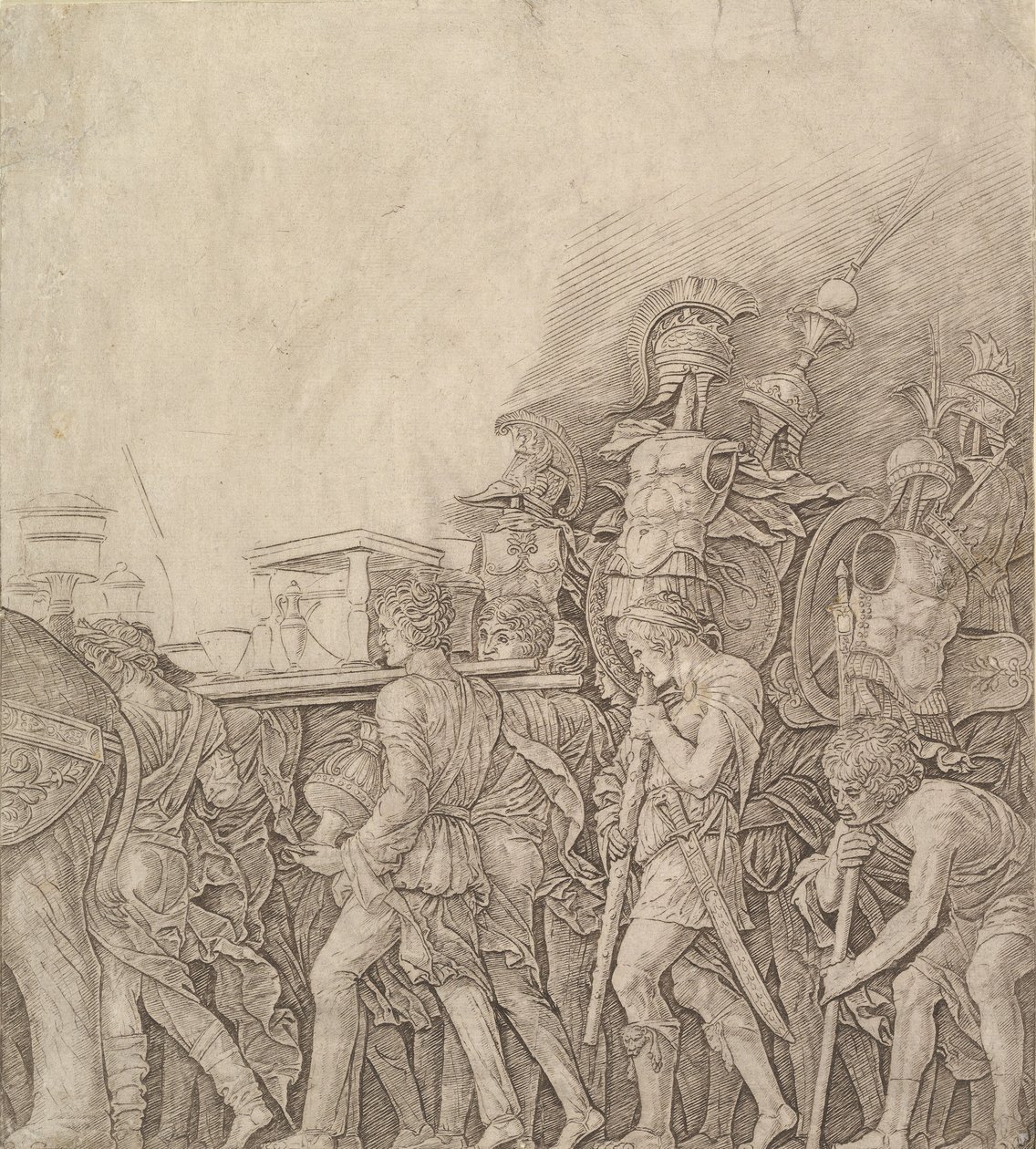 Triumf av Cæsar: Soldater som bærer trofeer, ca. 1490. av Unbekannt