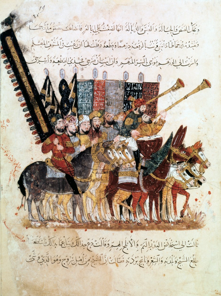 Tropp av ryttere ved en religiøs seremoni, c1240 av Unbekannt