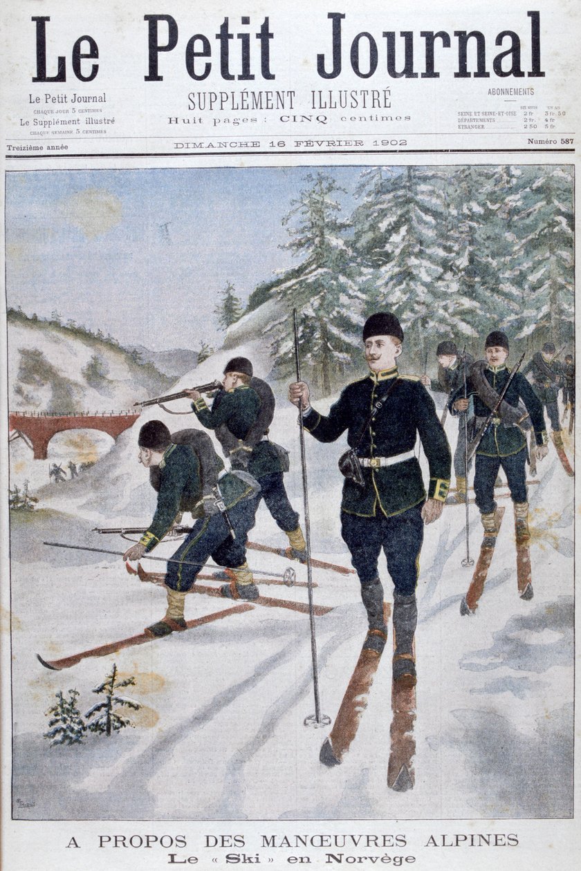 Tropper på ski på alpine manøvrer, Norge, 1902 av Unbekannt